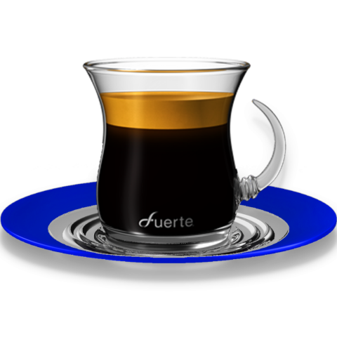 FUERTE® Allura™ Espresso Glass Cups, Azzure Saucer - Set of 2
