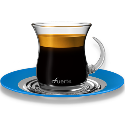 FUERTE® Allura™ Espresso Glass Cups, Cayan Saucer - Set of 2