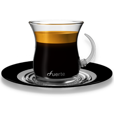 Espresso Glass Cups, Black Saucer
