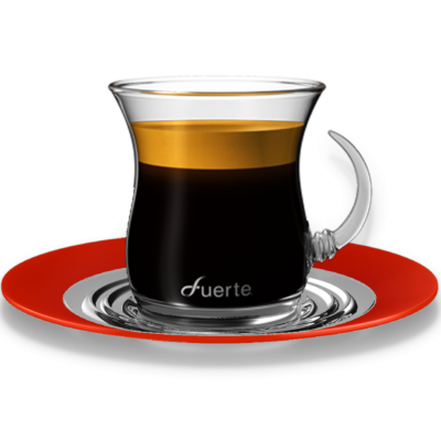 Espresso Glass Cups, Orange Saucer