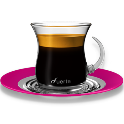 Espresso Glass Cups, Rose Saucer