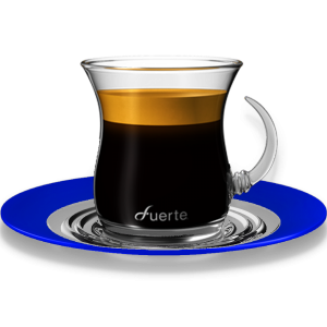 FUERTE® Allura™ Espresso Glass Cups, Azzure Saucer - Set of 2
