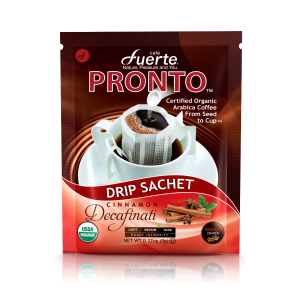 FUERTE® Pronto™ Decafinatti Drip Coffee Bag, Organic Arabica, Natural Cinnamon Flavor